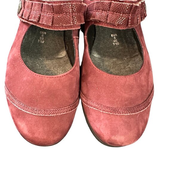 Mephisto Burgundy Suede Mary Jane Shoes Size 7.5 Comfort Flats - Picture 7 of 7